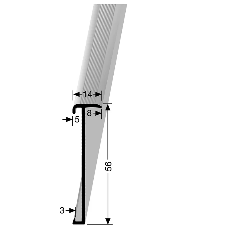 Betaalbaar Küberit - Trapneusprofiel 846 Zilver F4 14x56mm t.b.v. 2-3mm PVC - 300cm