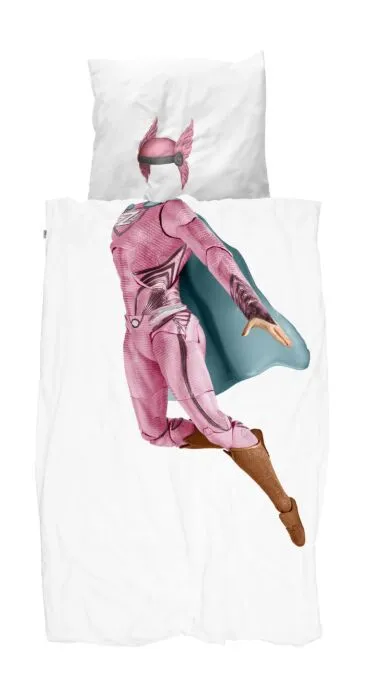 Snurk Superhero Pink dekbedovertrek-140x200/220 cm Gratis Retour