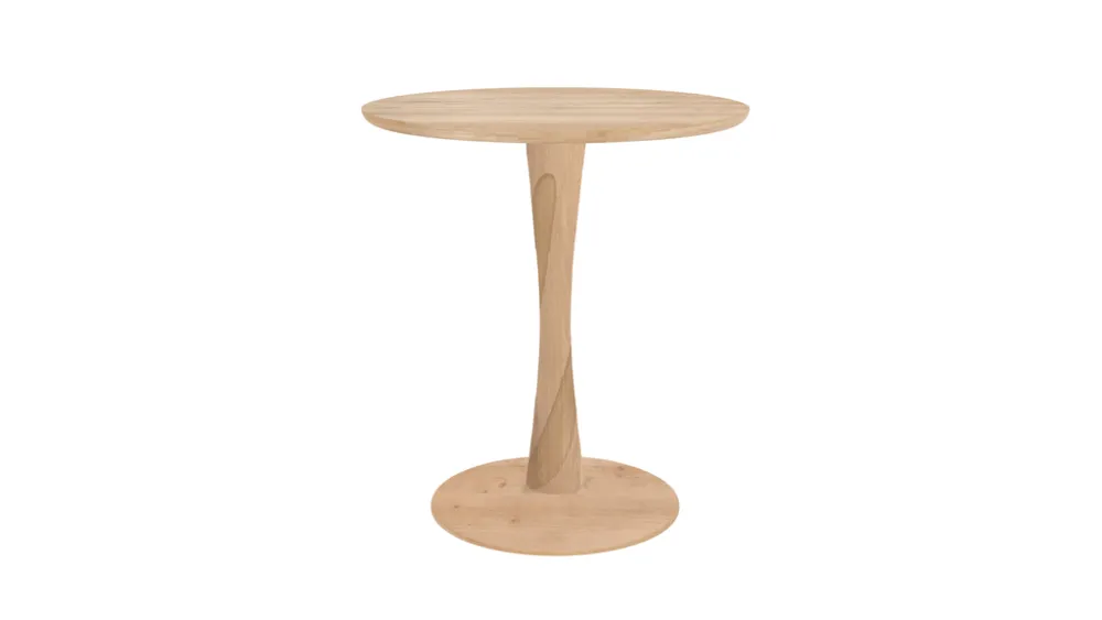 Ethnicraft Torsion eiken eettafel-∅ 70 cm Fabrieksprijs
