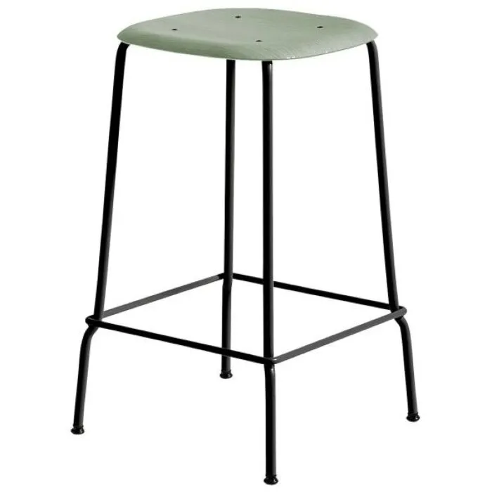 Superprijs Hay Soft Edge Steel barkruk-Dusty green-Zithoogte 65 cm