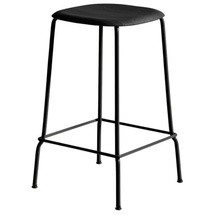 Speciale Aanbieding Hay Soft Edge Steel barkruk-Zwart-zwart-Zithoogte 75 cm