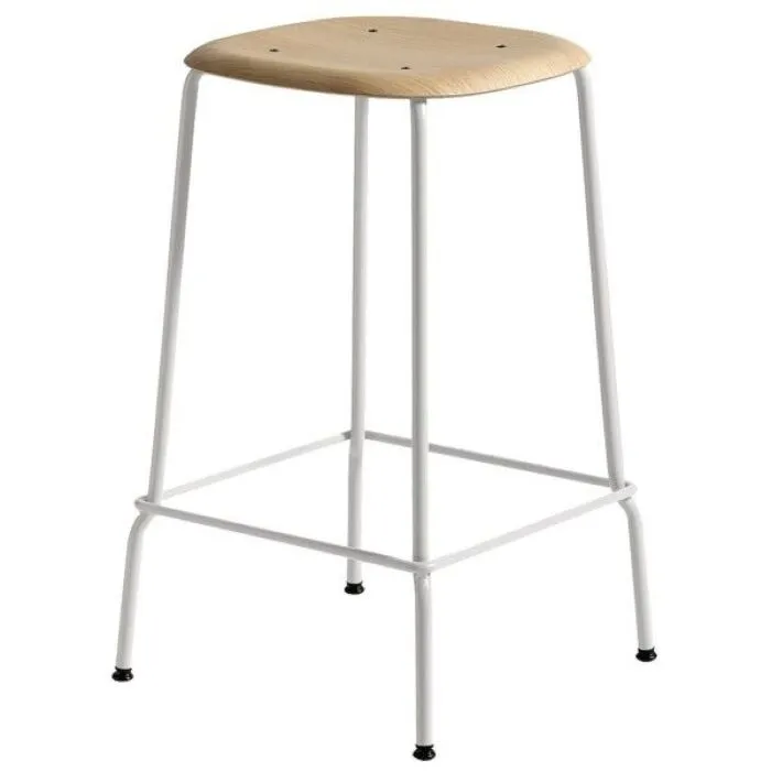 Hay Soft Edge Steel barkruk-Natural-grijs-Zithoogte 65 cm Favoriet
