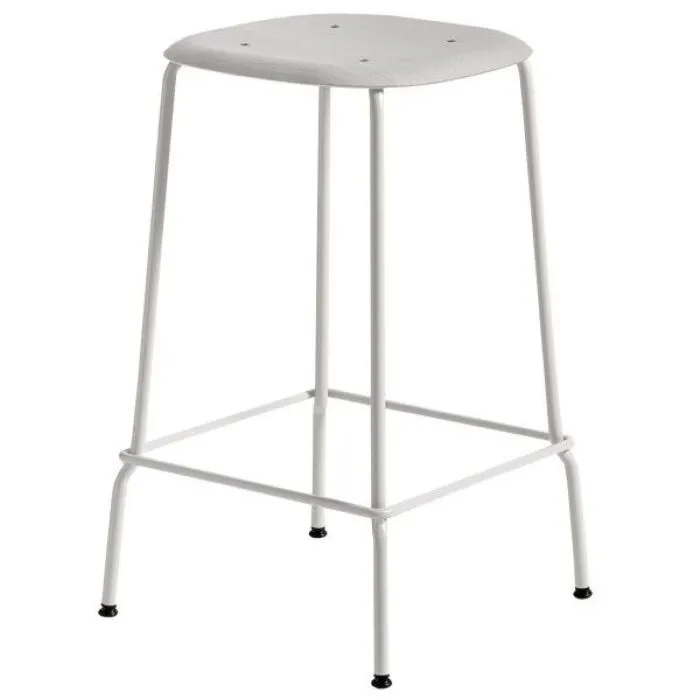 Hay Soft Edge Steel barkruk-Soft grey-Zithoogte 65 cm Voordeelprijs