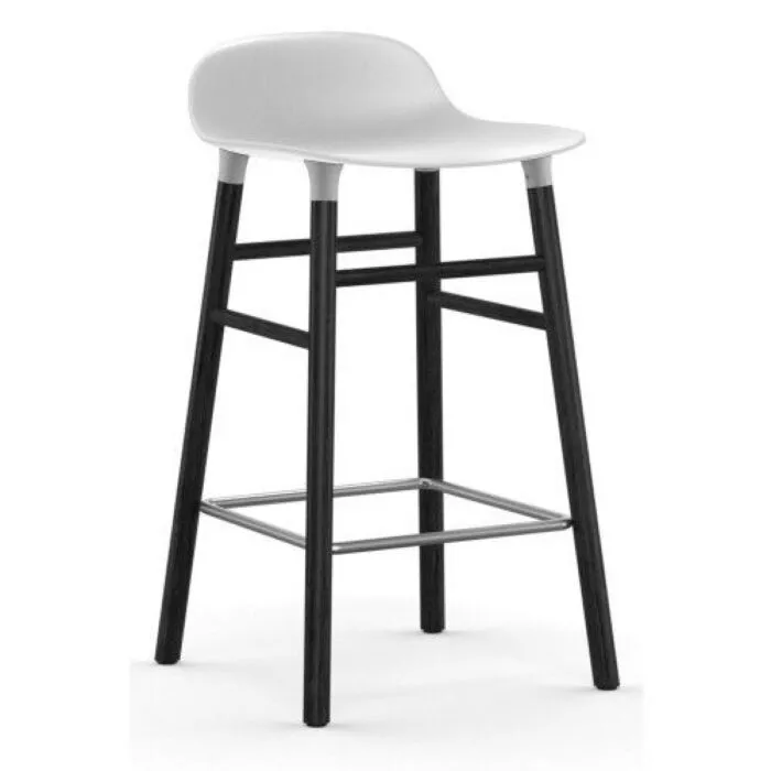 Normann Copenhagen Form Barstool barkruk zwart onderstel-Zithoogte 65 cm-Wit Actieprijs