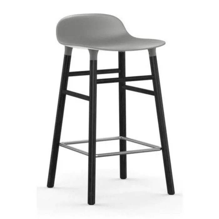 Normann Copenhagen Form Barstool barkruk zwart onderstel-Zithoogte 65 cm-Grijs Beperkte Voorraad