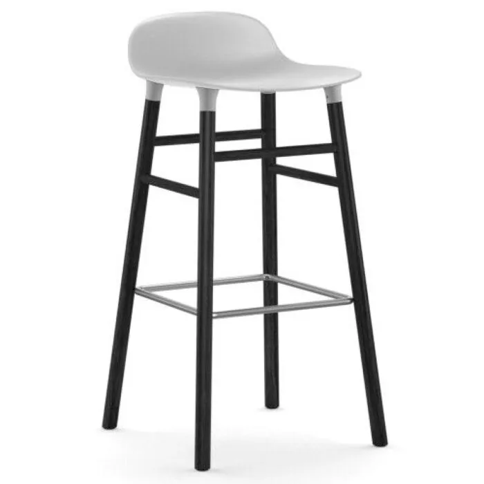 Normann Copenhagen Form Barstool barkruk zwart onderstel-Zithoogte 75 cm-Wit Speciale Aanbieding