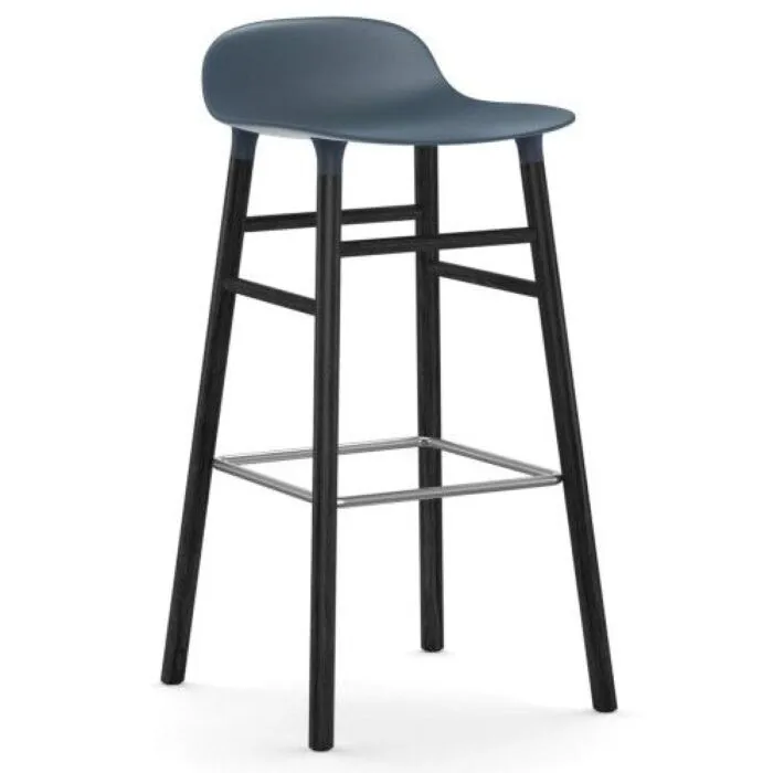 Normann Copenhagen Form Barstool barkruk zwart onderstel-Zithoogte 65 cm-Blauw Nu Kopen