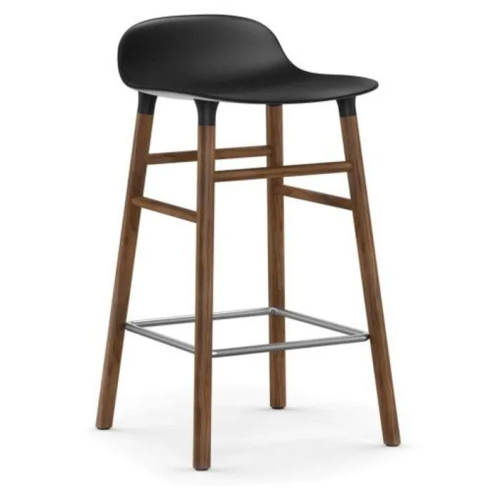 Normann Copenhagen Form Barstool barkruk walnoten onderstel-Zithoogte 65 cm-Zwart Laatste Kans