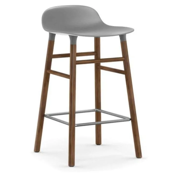 Bestseller Normann Copenhagen Form Barstool barkruk walnoten onderstel-Zithoogte 65 cm-Grijs