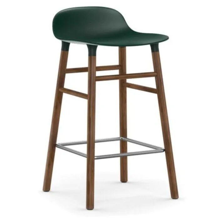 Normann Copenhagen Form Barstool barkruk walnoten onderstel-Zithoogte 65 cm-Groen Finale Uitverkoop