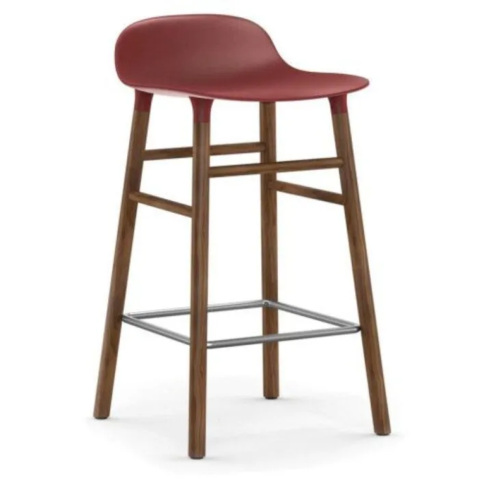Normann Copenhagen Form Barstool barkruk walnoten onderstel-Zithoogte 65 cm-Rood Direct Verzonden