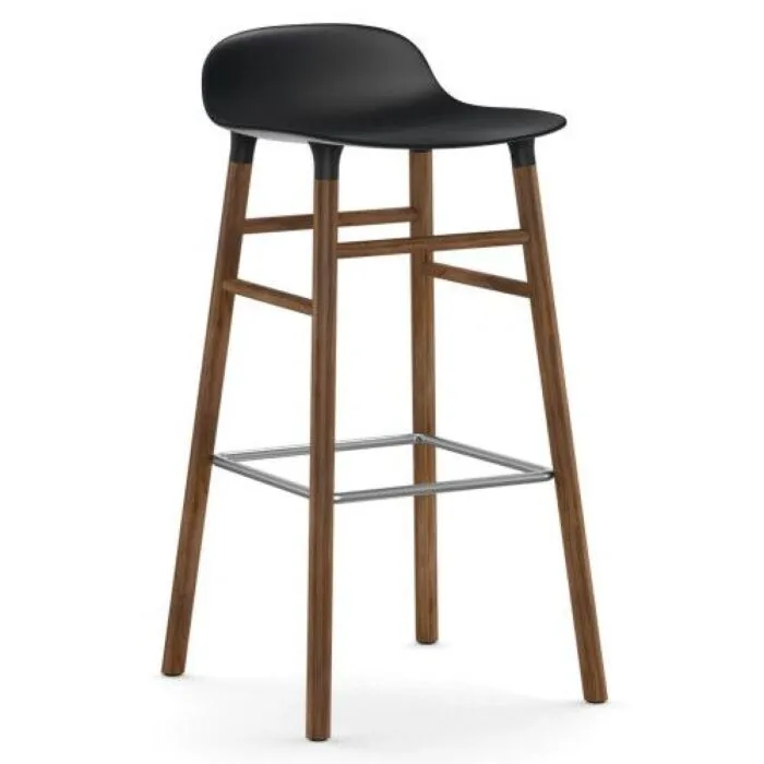 Flitsaanbieding Normann Copenhagen Form Barstool barkruk walnoten onderstel-Zithoogte 75 cm-Zwart