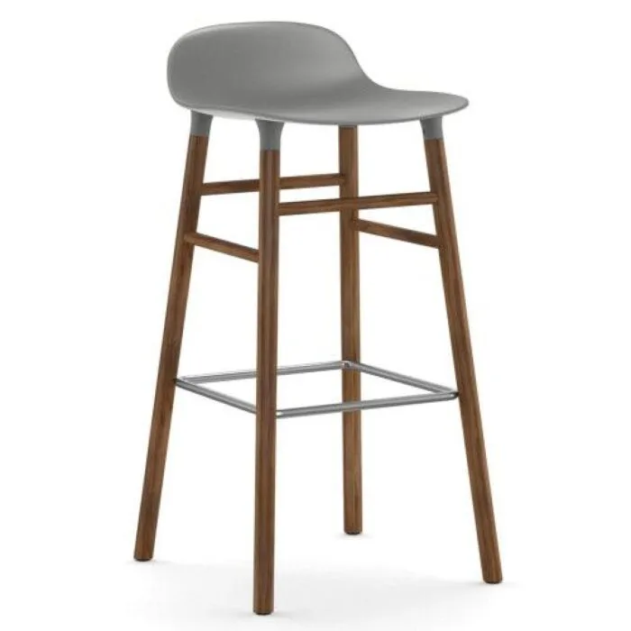 Normann Copenhagen Form Barstool barkruk walnoten onderstel-Zithoogte 75 cm-Grijs Rechtstreeks Van De Fabrikant