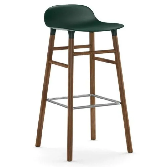 Nieuw Normann Copenhagen Form Barstool barkruk walnoten onderstel-Zithoogte 75 cm-Groen
