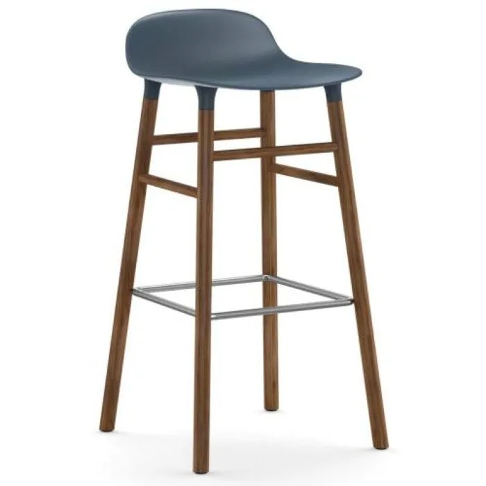 Normann Copenhagen Form Barstool barkruk walnoten onderstel-Zithoogte 75 cm-Blauw Gereduceerde Prijs