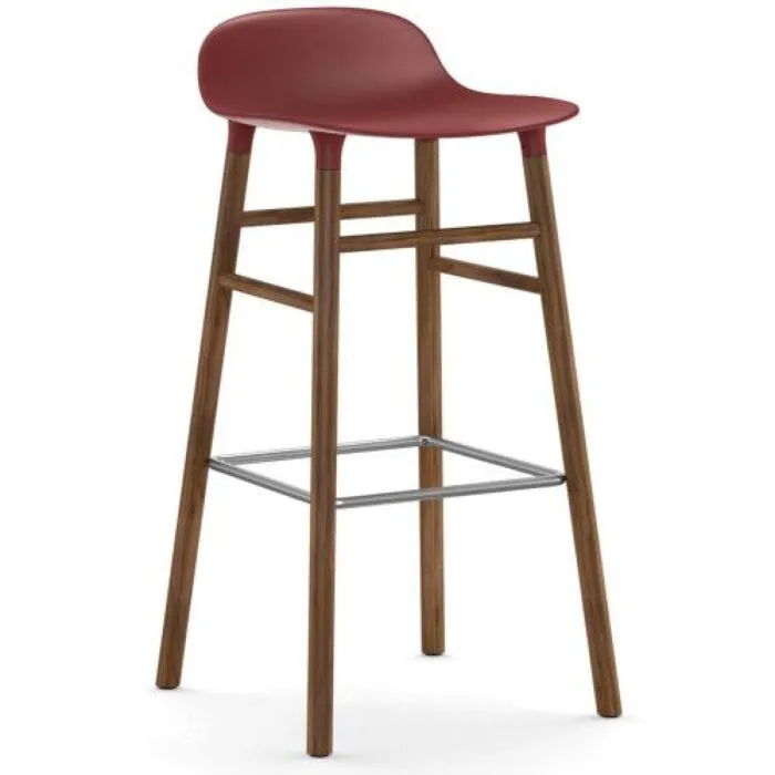 Normann Copenhagen Form Barstool barkruk walnoten onderstel-Zithoogte 75 cm-Rood Finale Uitverkoop