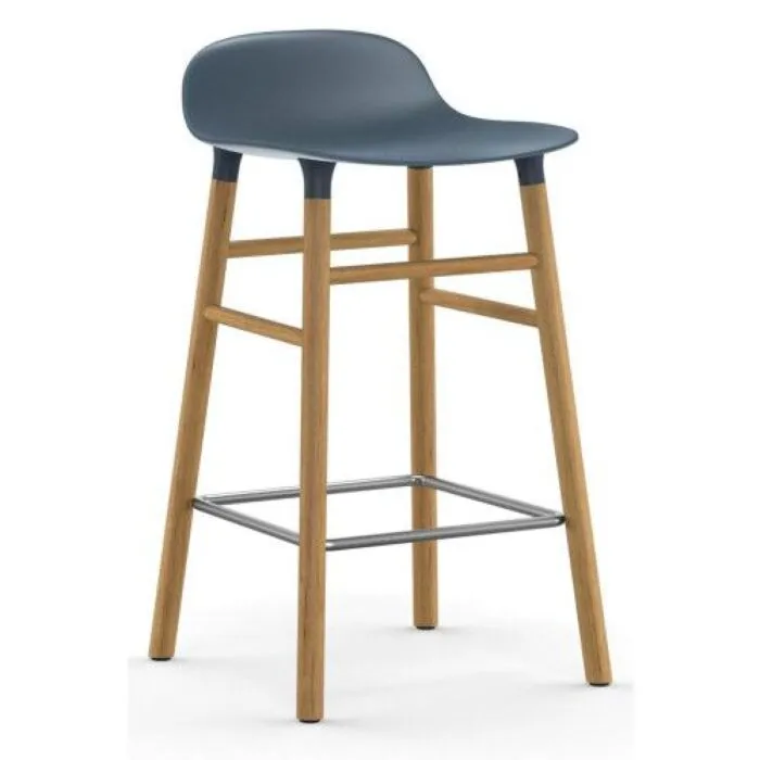 Hete Deal Normann Copenhagen Form Barstool barkruk eiken onderstel-Zithoogte 65 cm-Blauw