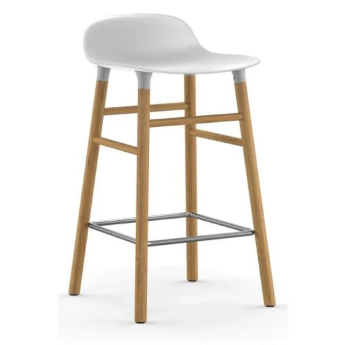 Korting Normann Copenhagen Form Barstool barkruk eiken onderstel-Zithoogte 65 cm-Wit