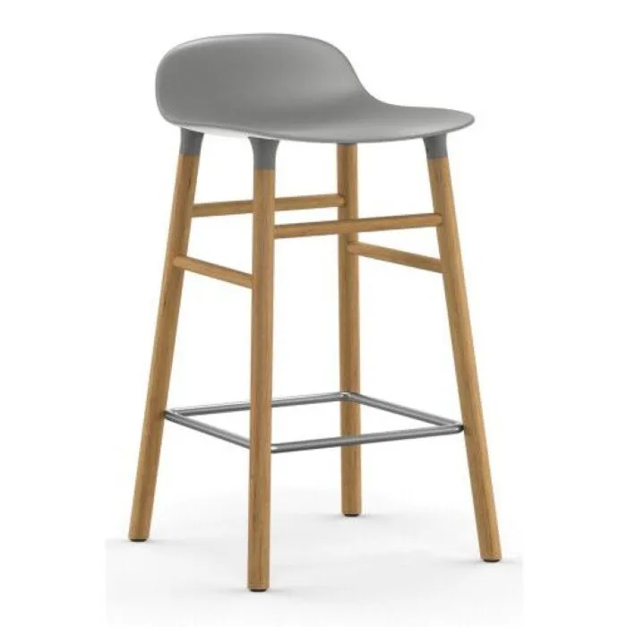 Flitsaanbieding Normann Copenhagen Form Barstool barkruk eiken onderstel-Zithoogte 65 cm-Grijs