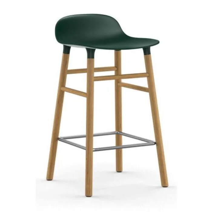 Betrouwbaar Normann Copenhagen Form Barstool barkruk eiken onderstel-Zithoogte 65 cm-Groen