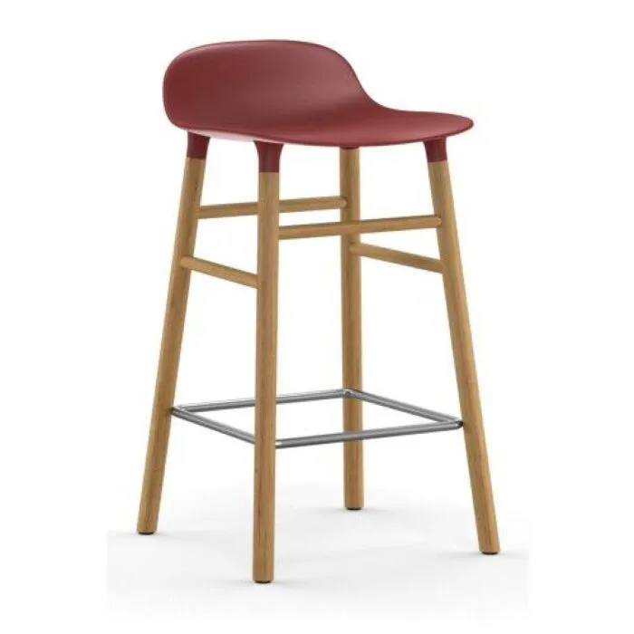 Normann Copenhagen Form Barstool barkruk eiken onderstel-Zithoogte 65 cm-Rood Alleen Vandaag
