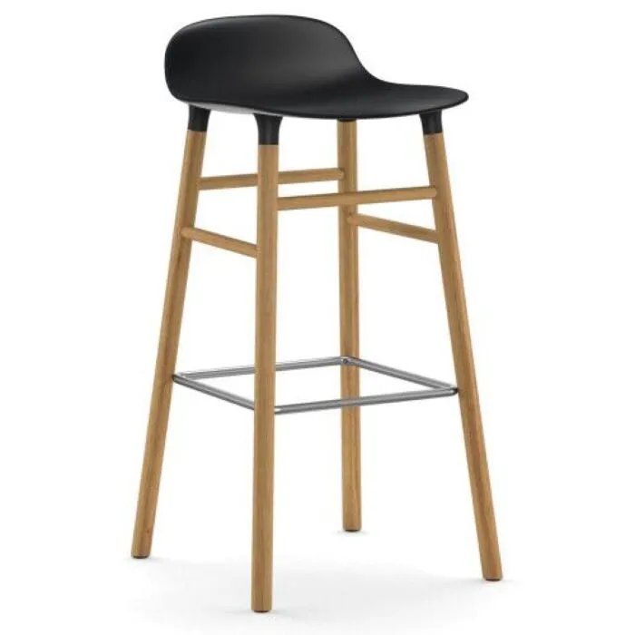 Normann Copenhagen Form Barstool barkruk eiken onderstel-Zithoogte 75 cm-Zwart Tijdelijk Beschikbaar