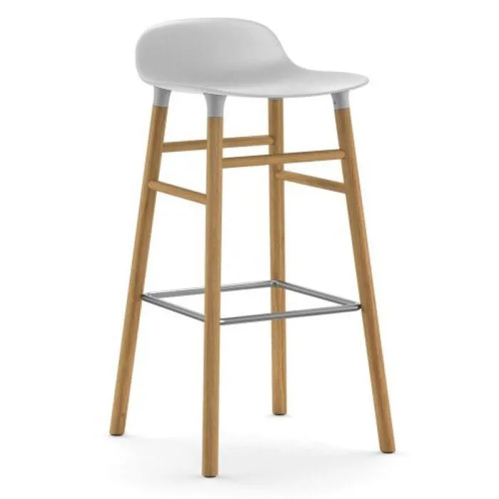 Koopje Normann Copenhagen Form Barstool barkruk eiken onderstel-Zithoogte 75 cm-Wit