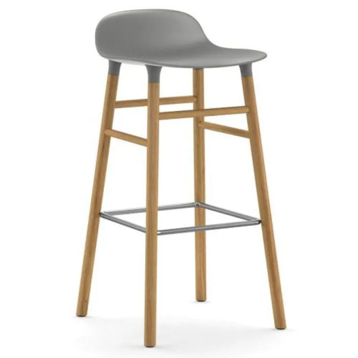 Normann Copenhagen Form Barstool barkruk eiken onderstel-Zithoogte 75 cm-Grijs Laatste Kans