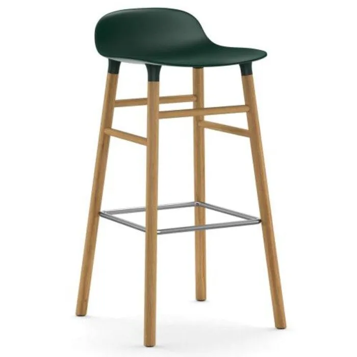 Normann Copenhagen Form Barstool barkruk eiken onderstel-Zithoogte 75 cm-Groen Fabrieksprijs