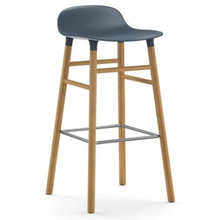 Meest Verkocht Normann Copenhagen Form Barstool barkruk eiken onderstel-Zithoogte 75 cm-Blauw