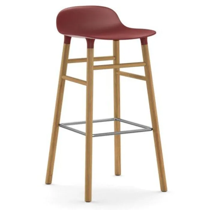 Normann Copenhagen Form Barstool barkruk eiken onderstel-Zithoogte 75 cm-Rood Koop Vandaag