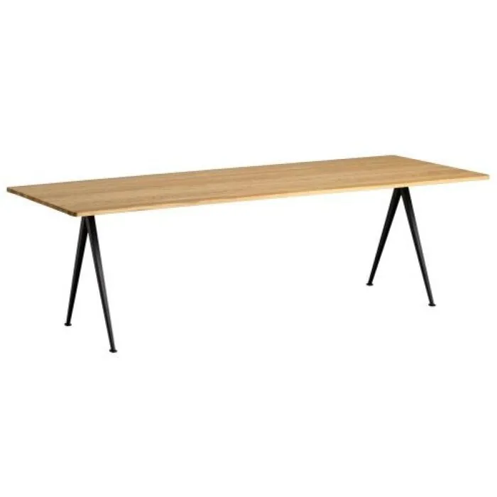Speciale Aanbieding HAY Pyramid 02 eetkamertafel-300x85 cm-Mat gelakt eiken, zwart onderstel