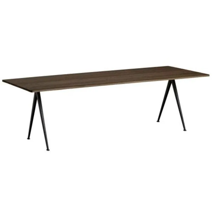 Premium HAY Pyramid 02 eetkamertafel-300x85 cm-Gerookt eiken, zwart frame