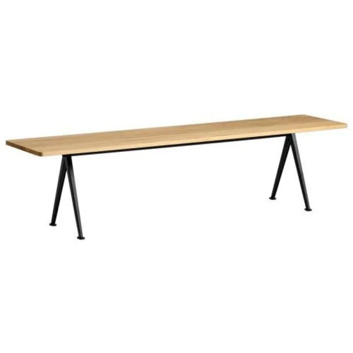 Shop Nu HAY Pyramid 12 eetbank-190x40 cm-Mat gelakt eiken, zwart onderstel