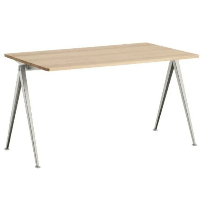 HAY Pyramid 01 tafel-140x65 cm-Mat gelakt eiken, beige onderstel Koopje