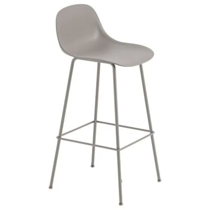 Betrouwbaar muuto Fiber Backrest Tube barkruk-Zithoogte 75 cm-Grijs