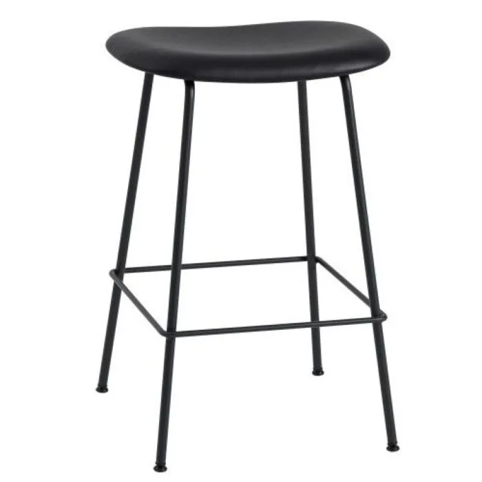 muuto Fiber Tube leren barkruk 65cm-Zwart Veilige Betaling