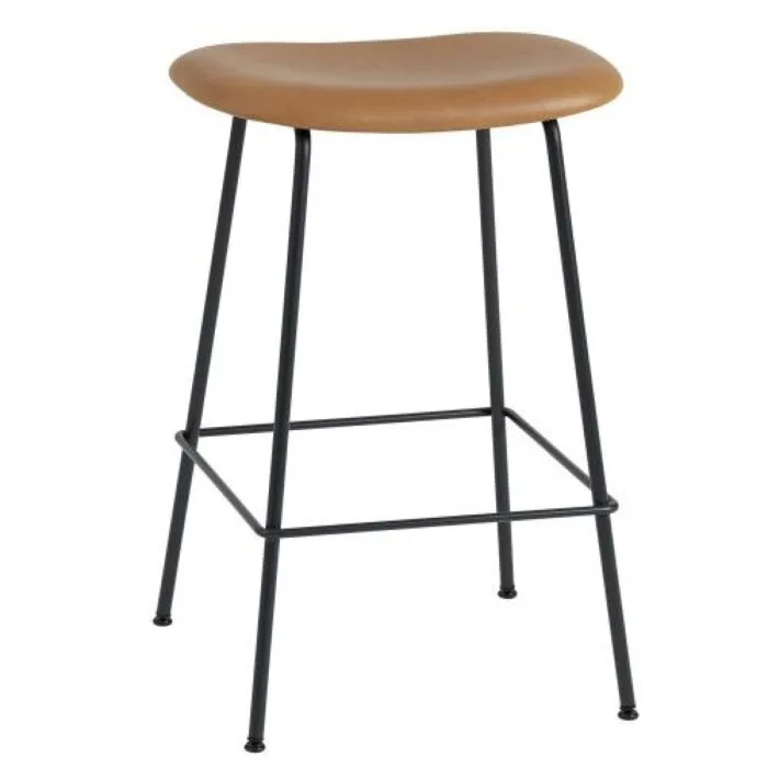 muuto Fiber Tube leren barkruk 65cm-Cognac Beste Prijs