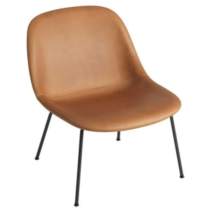muuto Fiber Tube fauteuil -Silk leather cognac Dagaanbieding