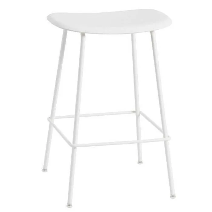 muuto Fiber Tube barkruk-Wit-Zithoogte 65 cm Exclusieve Aanbieding