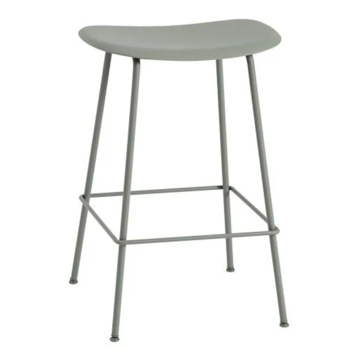 Gratis Retour muuto Fiber Tube barkruk-Dusty green-Zithoogte 75 cm