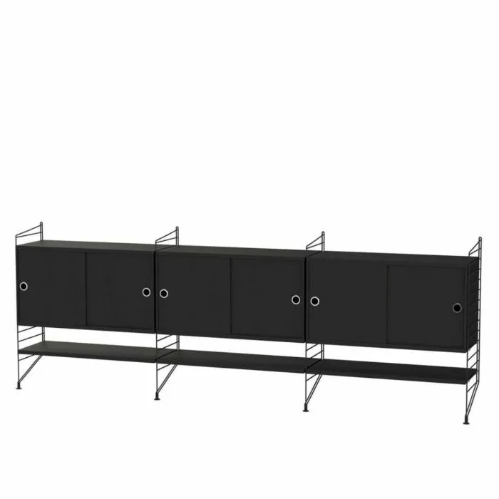 Snelle Levering String dressoir large -Zwart-Zwart essen