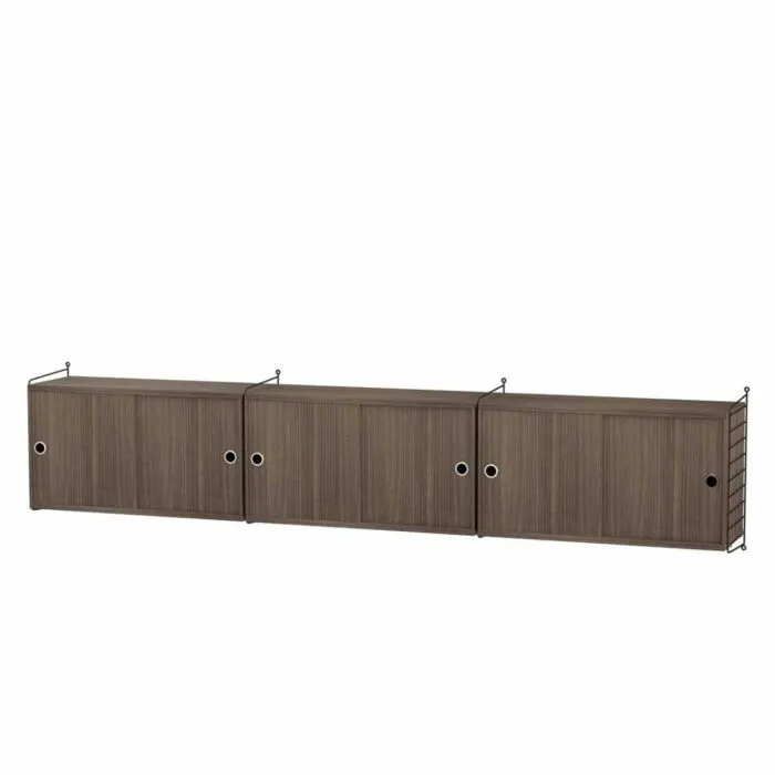Uitverkoop String dressoir large hangend-Zwart-Walnoot