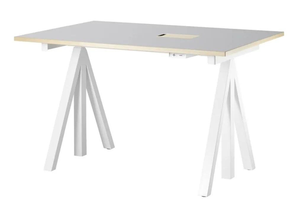 Finale Uitverkoop String Works desk bureau hoogte verstelbaar-120x78 cm-Lichtgrijs linoleum