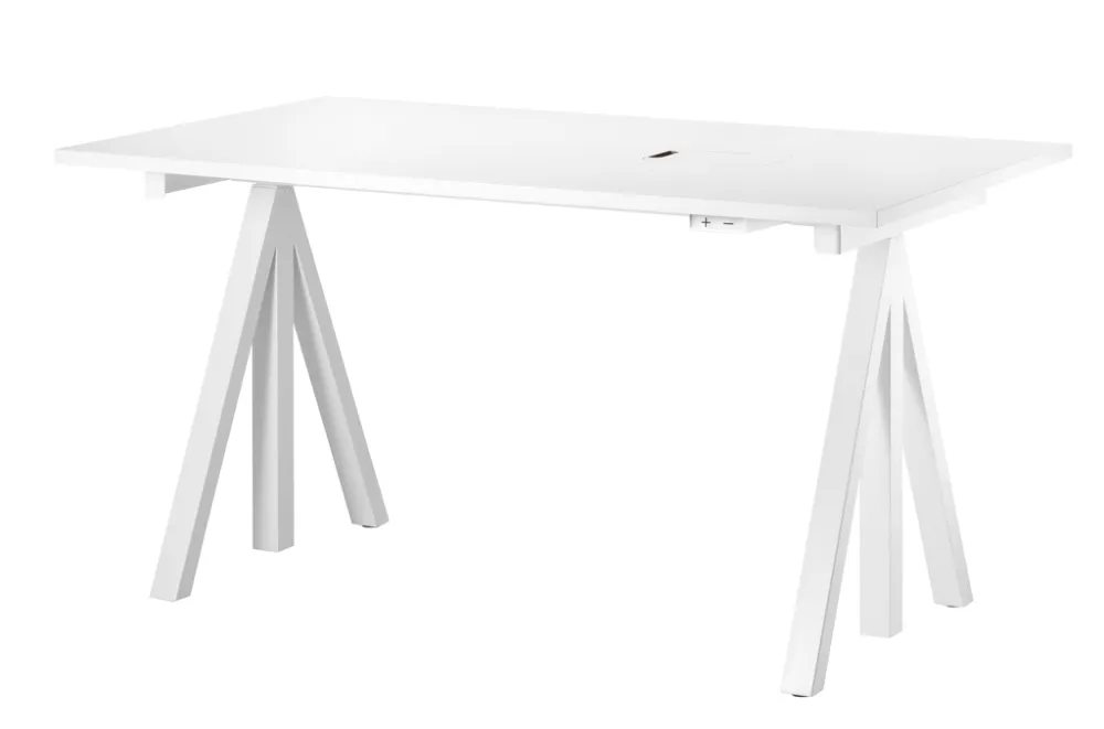 Gereduceerde Prijs String Works desk bureau hoogte verstelbaar-140x78 cm-Wit laminaat