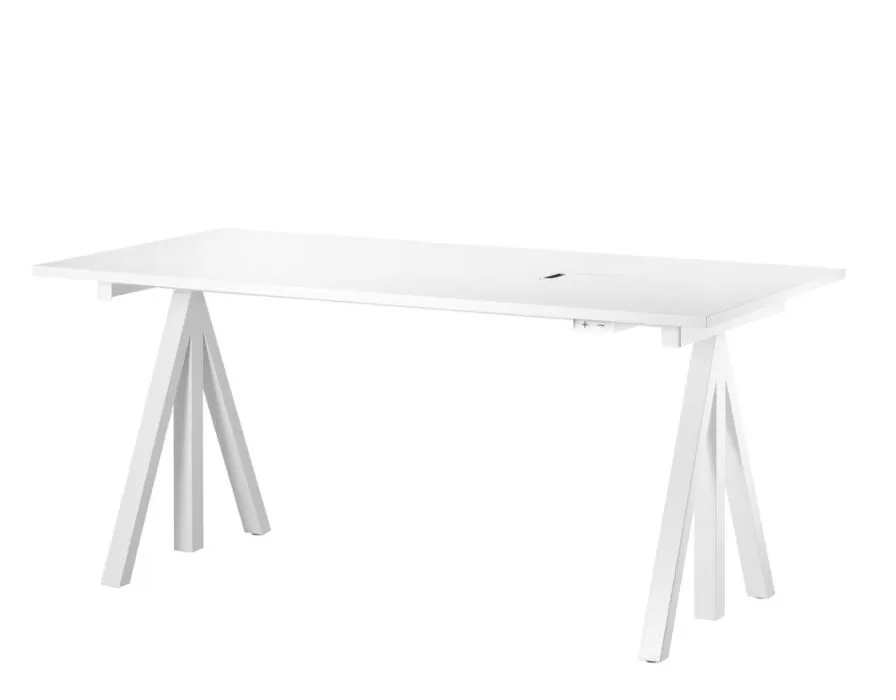 Hete Deal String Works desk bureau hoogte verstelbaar-160x78 cm-Wit laminaat