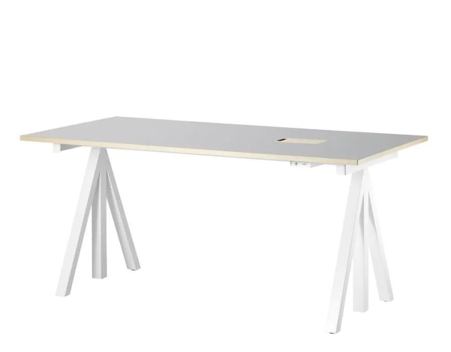String Works desk bureau hoogte verstelbaar-160x78 cm-Lichtgrijs linoleum Hoge Kwaliteit