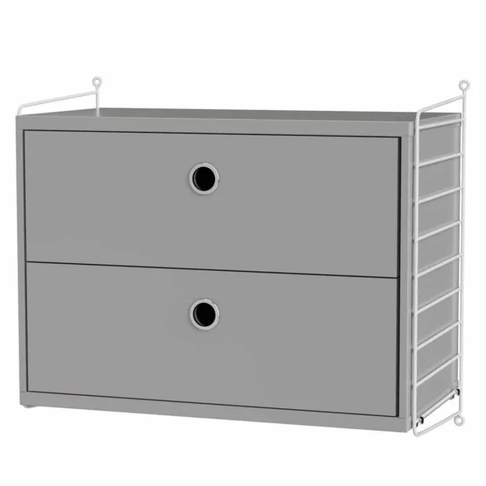 String wandkast met lades-Wit-Grijs Premium