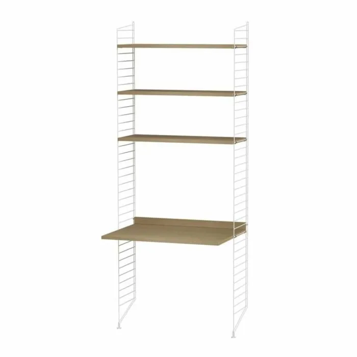 Koop Online String bureautafel met planken combinatie 1-Wit-Eiken