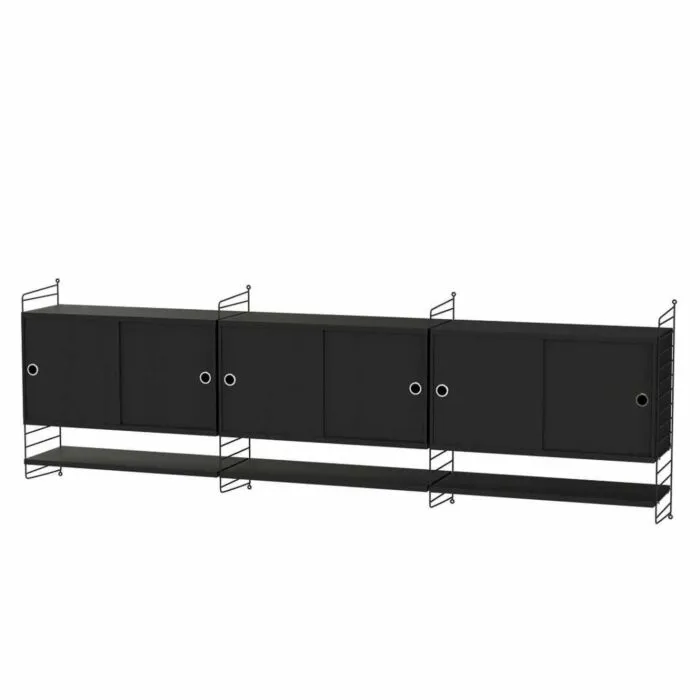 Nu Kopen String dressoir large hangend met planken-Zwart-Zwart essen